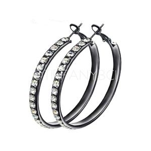 Black CZ Hoop Earrings